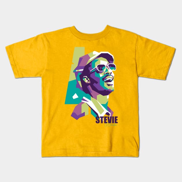 Stevie Wonder Popart Kids T-Shirt by masnono